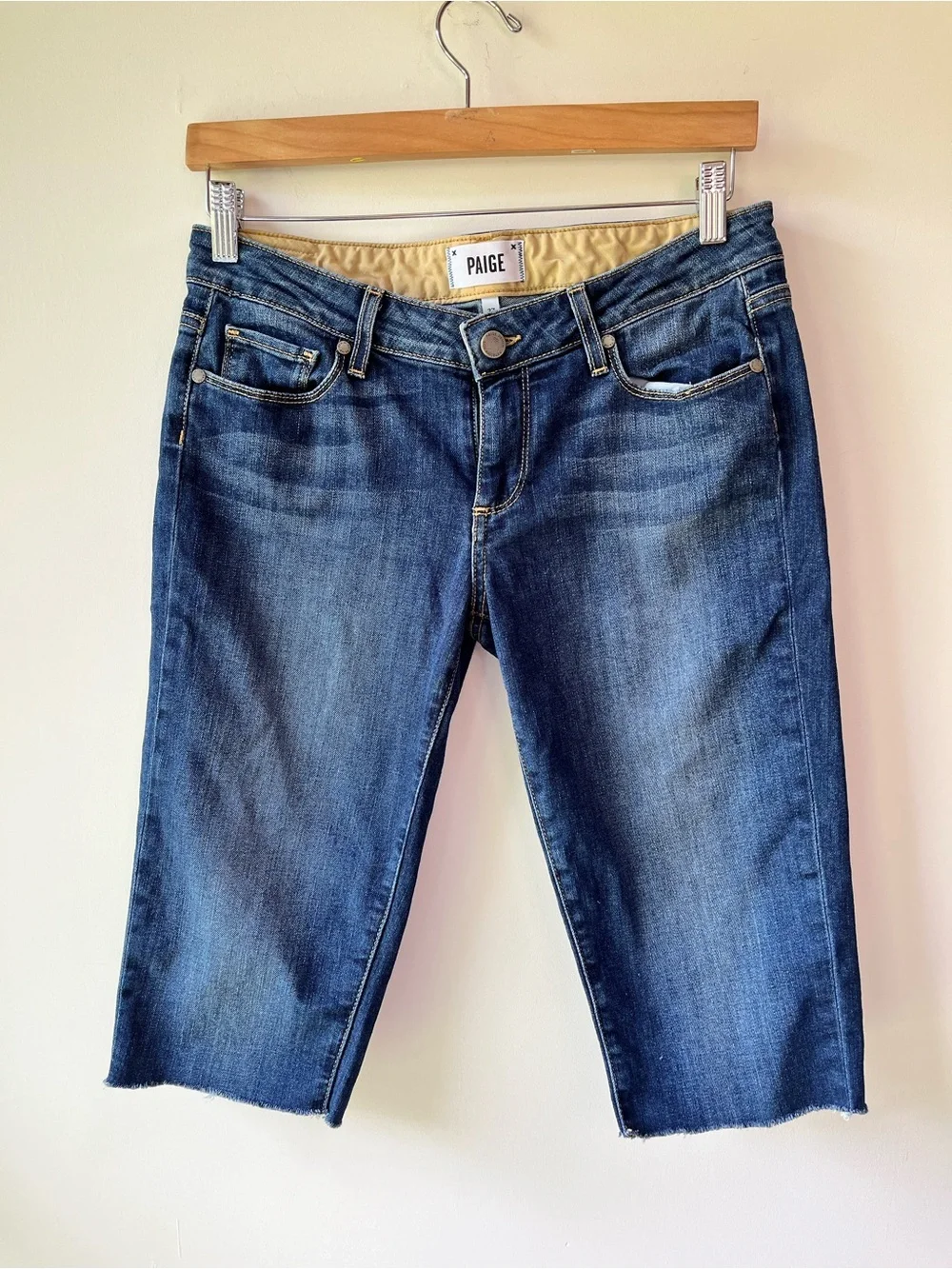 Paige Jimmy Jimmy Crop Denim Jorts Medium Wash Size 26